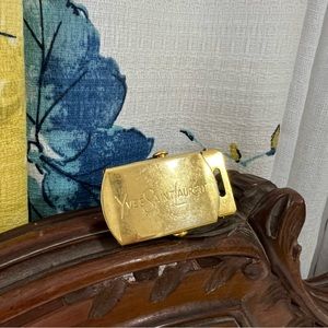 YSL‎ Yves Saint Laurent Gold Belt Buckle Accessories accent piece authentic OS